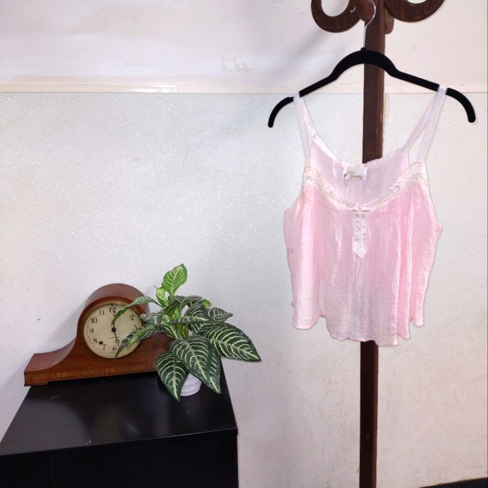 VINTAGE PINK LINEN CAMI